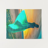 Tenture Femmes en bleu turquoise sur une plage de nuit (Devant (Horizontal))