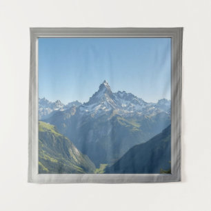 Tenture Fenêtre carrée avec vue sur les Alpes suisses