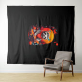 Tenture Fente avec skateboard sur la nuit halloween Classi (En situation (horizontale))