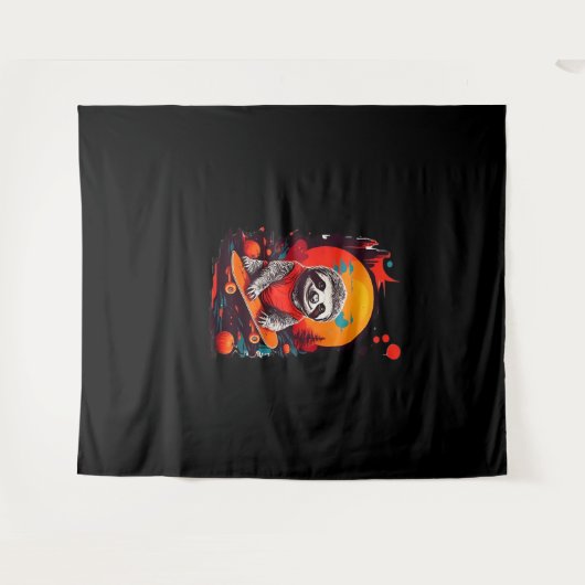 Tenture Fente avec skateboard sur la nuit halloween Classi (Devant (Horizontal))