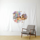 Tenture Ferme à cheval arc-en-ciel été (En situation (horizontale))