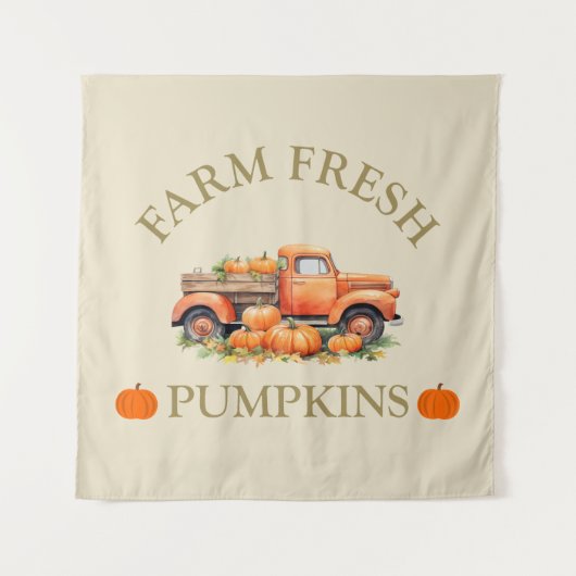 Tenture Ferme citrouilles d'aquarelle fraîche automne (Devant)