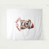 Tenture Festive Bulldog Joyeux T-shirt classique de Noël (Devant (Horizontal))