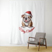 Tenture Festive Bulldog Joyeux T-shirt classique de Noël (En situation)