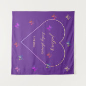 Tenture Fête bébé fille Papillon Cœur Rose (Devant (Horizontal))