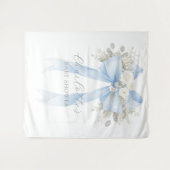 Tenture Fête bébé garçon à ruban bleu floral (Devant (Horizontal))