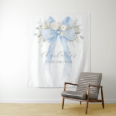 Tenture Fête bébé garçon à ruban bleu floral (En situation)