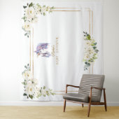 Tenture Fête bébé Licorne Fleurs Blanches Photobooth (En situation)