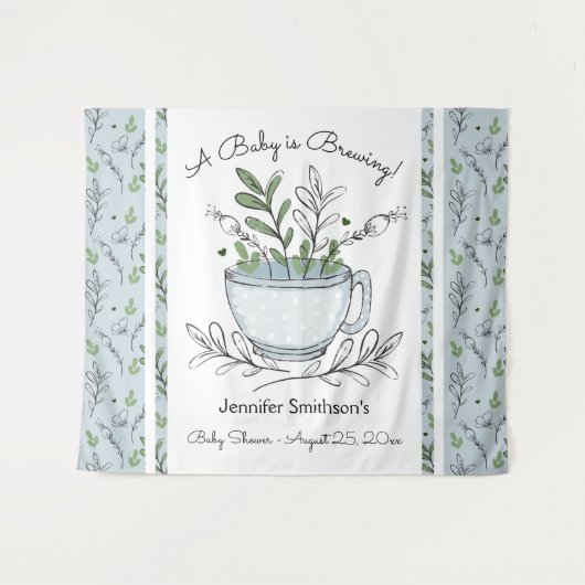 Tenture Fête bébé Tasse de Thé (Devant (Horizontal))