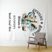 Tenture Fête chic de vin pétillant aux huîtres de plage (En situation (horizontale))