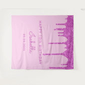 Tenture Fête d'anniversaire 10 ans paillettes roses fille  (Devant (Horizontal))