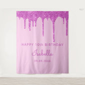 Tenture Fête d'anniversaire 10 ans paillettes roses fille  (Devant)