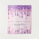 Tenture Fête d'anniversaire 13 ans Paillettes roses violet (Devant)