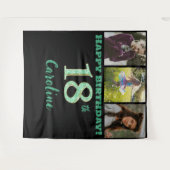 Tenture Fête d'anniversaire 18 ans, Paillettes vertes & 3  (Devant (Horizontal))