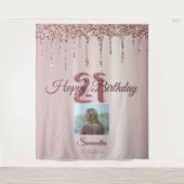 Tenture Fête d'anniversaire 21 ans Ballon Rose Gold Paille (Devant)