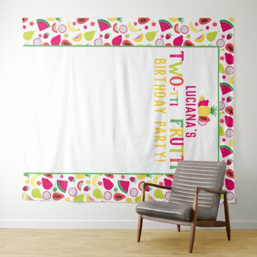 Tenture Fête d'anniversaire 2 ans Two-tti Frutti Fruits (En situation (horizontale))