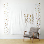 Tenture Fête d'anniversaire 50 ans Fond de confettis blanc (En situation (horizontale))