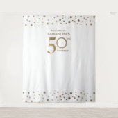 Tenture Fête d'anniversaire 50 ans Fond de confettis blanc (Devant)
