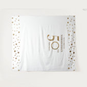 Tenture Fête d'anniversaire 50 ans Fond doré et blanc Conf (Devant (Horizontal))