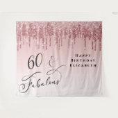 Tenture Fête d'anniversaire 60 ans paillettes rose gold (Devant (Horizontal))