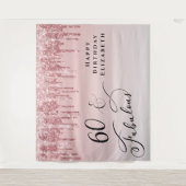 Tenture Fête d'anniversaire 60 ans Paillettes Rose Gold Ro (Devant)