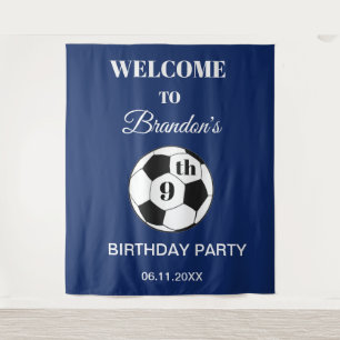 Tenture Fête d'anniversaire 9 ans Football Vert Garçons Sp