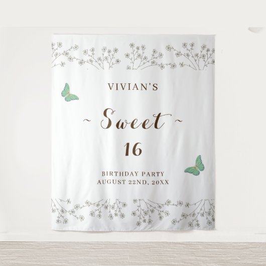 Tenture Fête d'anniversaire classique Fleur des champs & P (Devant)