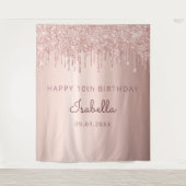 Tenture Fête d'anniversaire de 10 ans rose gold paillettes (Devant)