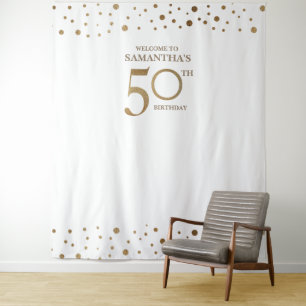 Tenture Fête d'anniversaire de 50 ans Fond avec confettis