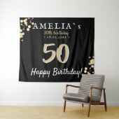 Tenture Fête d'anniversaire de 50 ans Fond noir doré (En situation (horizontale))