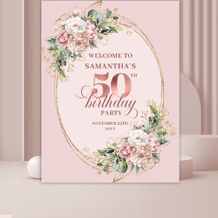 Tenture Fête d'anniversaire de 50 ans Rose Gold Dusty Pink