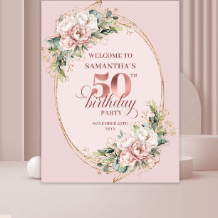 Tenture Fête d'anniversaire de 50 ans Rose Gold Radiant Bl