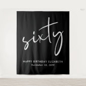Tenture Fête d'anniversaire de 60 ans Chic Script Black (Devant)