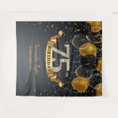 Tenture Fête d'anniversaire de 75 ans diamant ballons noir (Devant (Horizontal))