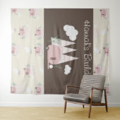 Tenture Fête d'anniversaire de camping avec caravane rose (En situation (horizontale))