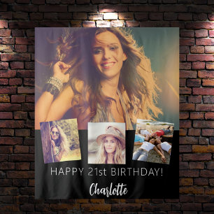 Tenture Fête d'anniversaire de collage photo personnage no