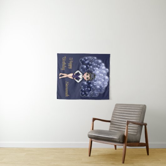 Tenture Fête d'anniversaire de gymnastique avec arche de b (En situation (horizontale))