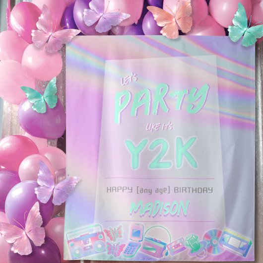 Tenture Fête d'anniversaire de l'an 2000 iridescente arc-e