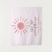 Tenture Fête d'anniversaire des 1 an Pink First Trip Aroun (Devant)