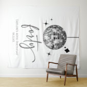 Tenture Fête d'anniversaire des 40 ans Boule disco argenté (En situation (horizontale))