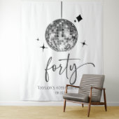 Tenture Fête d'anniversaire des 40 ans Boule disco argenté (En situation)