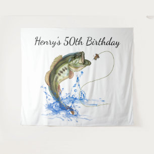 Tenture Fête d'anniversaire des 50 ans de pêche au bass
