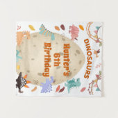 Tenture Fête d'anniversaire dinosaure avec un œuf de Dino  (Devant (Horizontal))