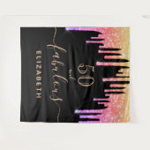 Tenture Fête d'anniversaire fabuleuse paillettes noir étin (Devant (Horizontal))