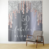 Tenture Fête d'anniversaire fabuleuse paillettes rose or a (En situation)