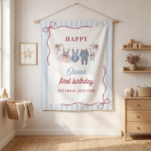 Fête d'anniversaire fille Rouge Blanc Bleu