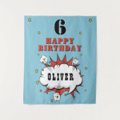 Tenture Fête d'anniversaire garçon bulle de parole de band (Devant)