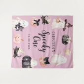 Tenture Fête d'anniversaire Halloween d'une fille d'un an  (Devant (Horizontal))