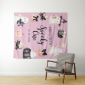 Tenture Fête d'anniversaire Halloween d'une fille d'un an  (En situation (horizontale))