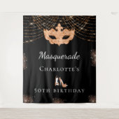 Tenture Fête d'anniversaire Masquerade en or noir parties  (Devant)